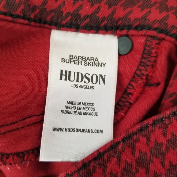 NWT Hudson Barbara High Waist Super Skinny Ankle Jeans Oxblood Houndstooth 27 - Picture 5 of 14